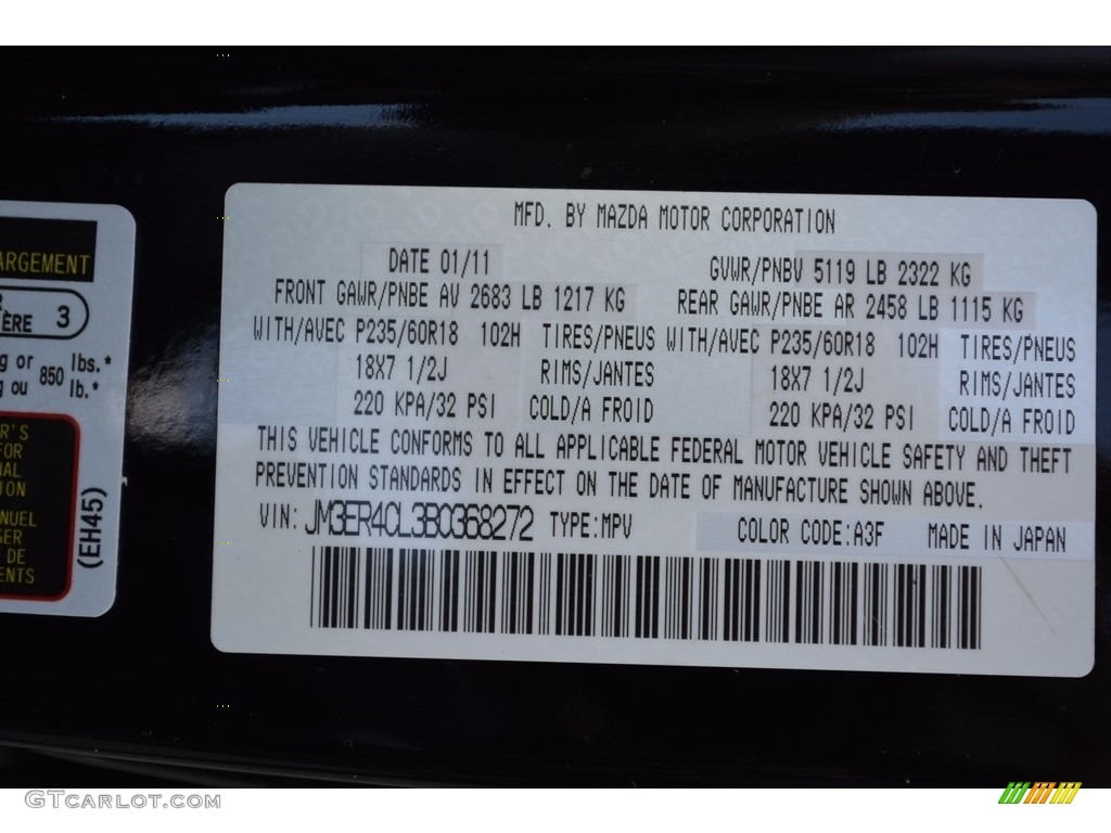 2011 CX-7 s Touring AWD - Brilliant Black / Black photo #31