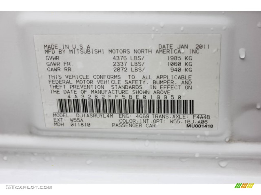 2011 Galant FE - White Pearl / Gray Sport photo #39