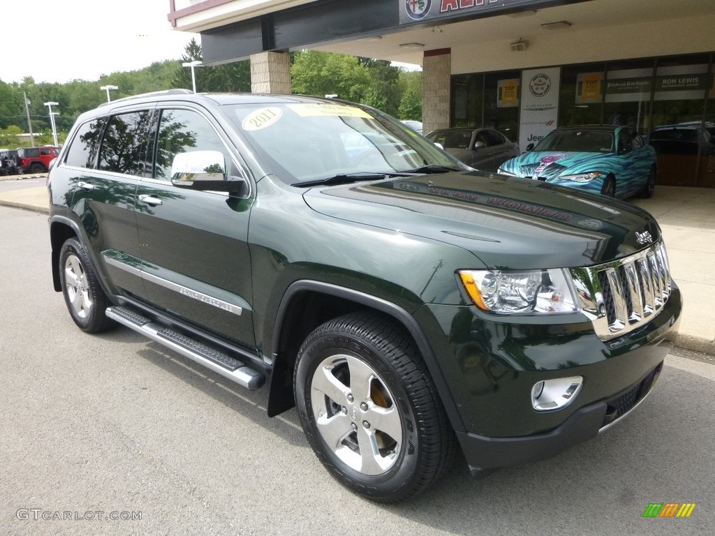 2011 Grand Cherokee Overland 4x4 - Natural Green Pearl / Dark Frost Beige/Light Frost Beige photo #3