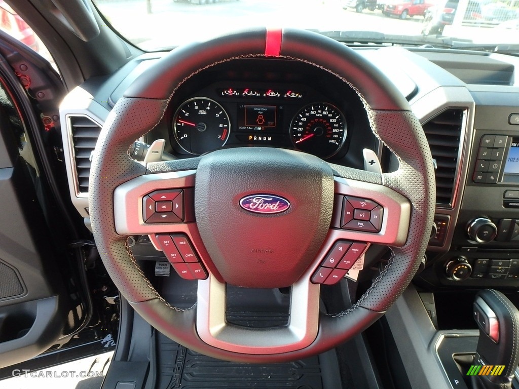 2018 Ford F150 SVT Raptor SuperCrew 4x4 Raptor Black Steering Wheel Photo #122136801