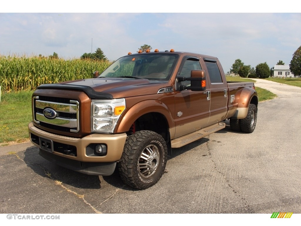 2011 F350 Super Duty Lariat Crew Cab 4x4 Dually - Golden Bronze Metallic / Adobe photo #31