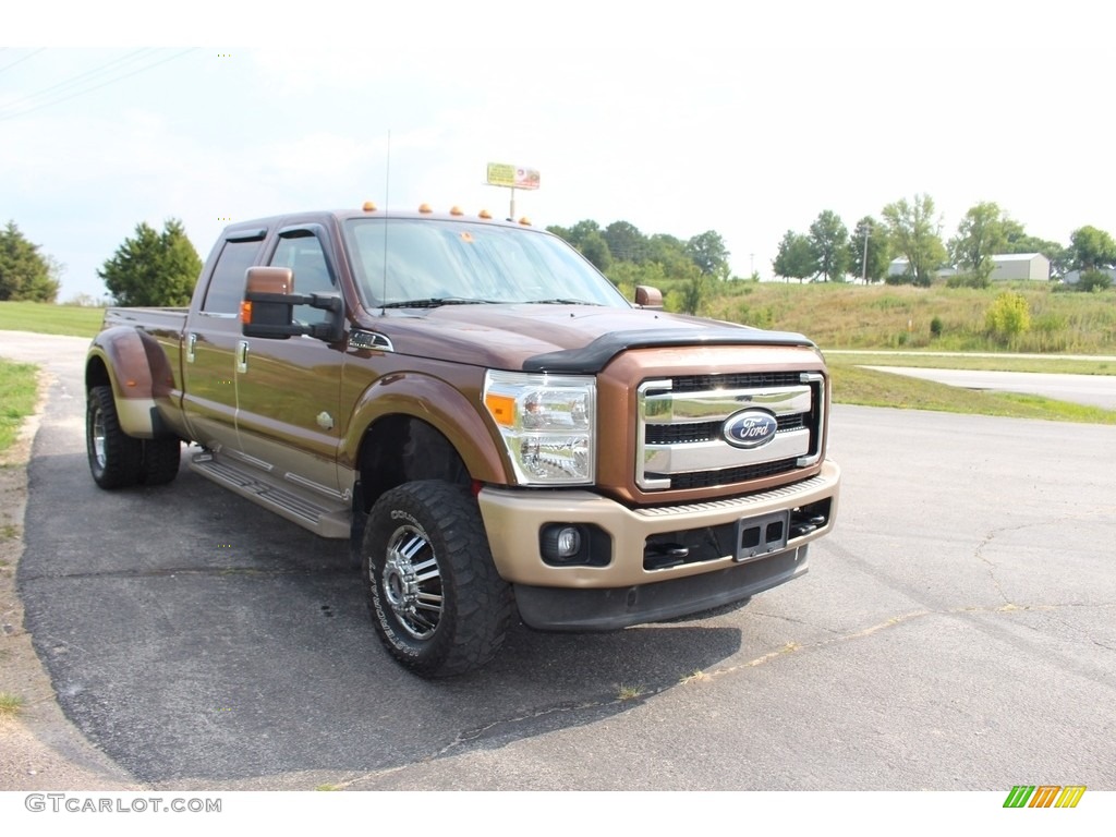 2011 F350 Super Duty Lariat Crew Cab 4x4 Dually - Golden Bronze Metallic / Adobe photo #33