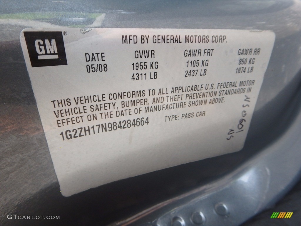 2008 G6 GT Coupe - Dark Steel Gray Metallic / Ebony Black photo #14