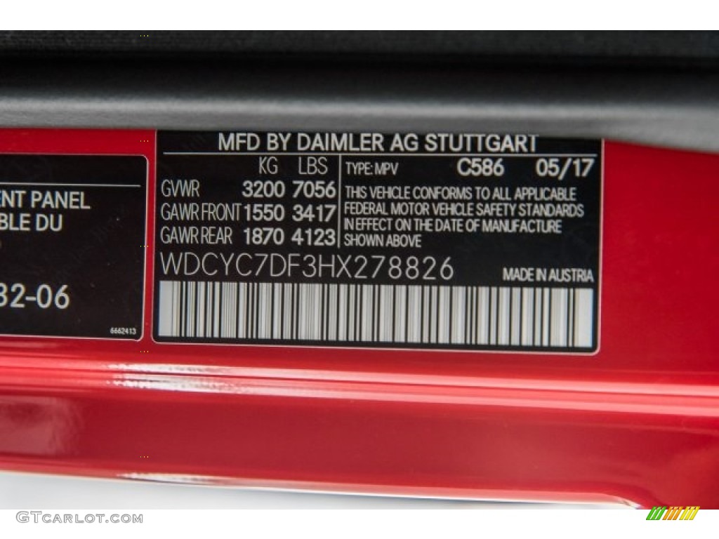 2017 G Color Code 586 for designo Manufaktur Magma Red Photo #122180330