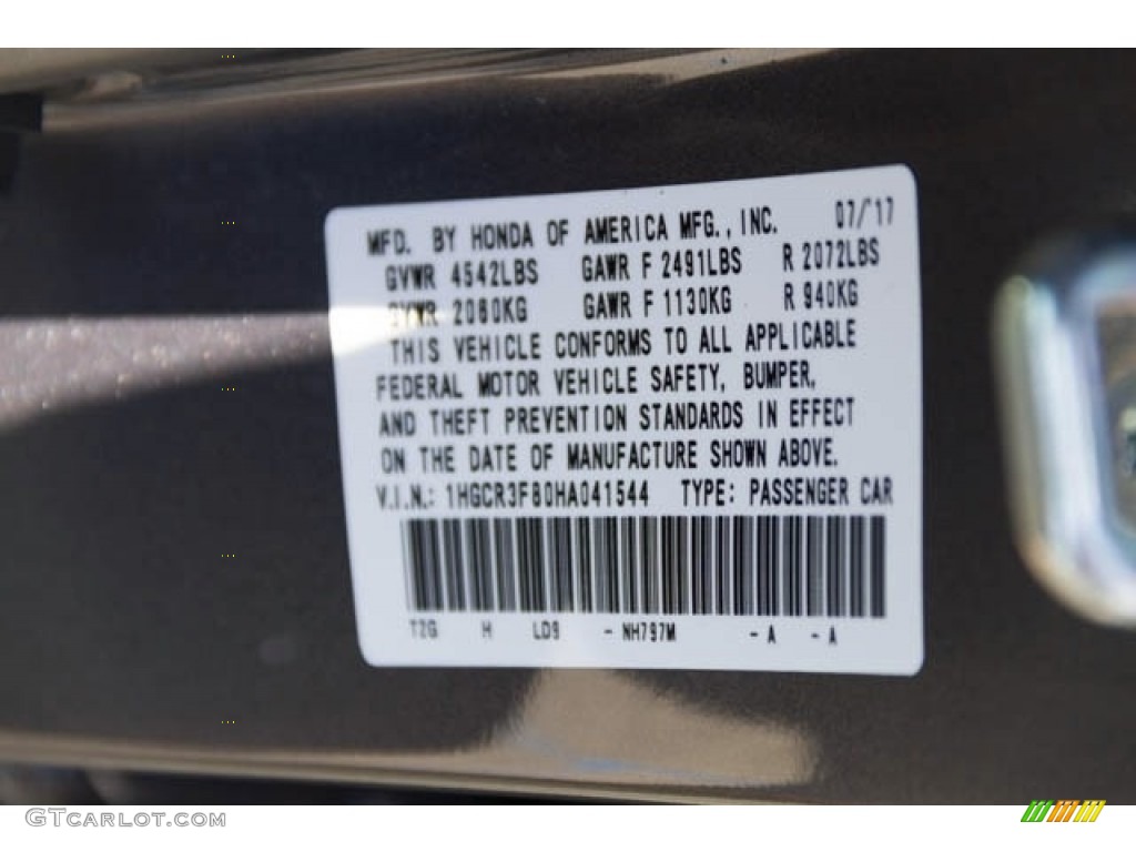 2017 Accord EX-L V6 Sedan - Modern Steel Metallic / Black photo #19
