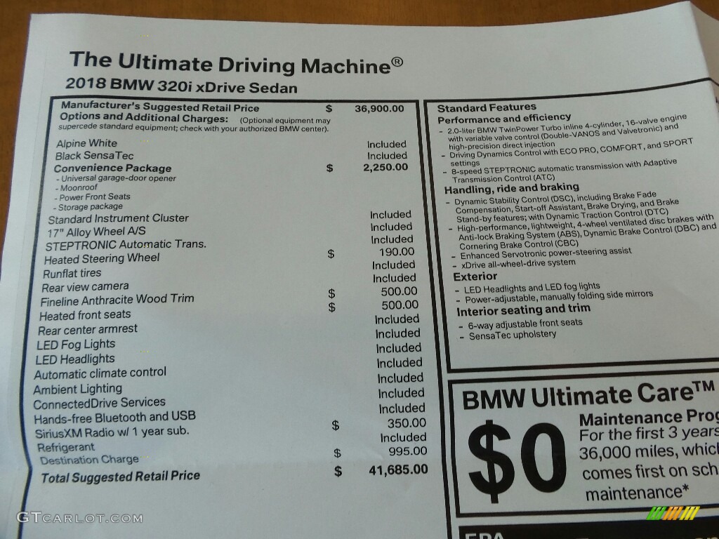 2018 3 Series 320i xDrive Sedan - Alpine White / Black photo #6