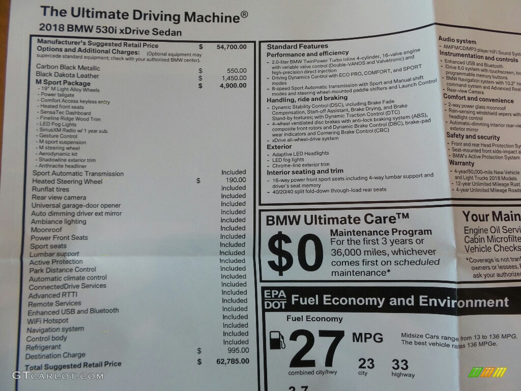2018 5 Series 530i xDrive Sedan - Carbon Black Metallic / Black photo #6
