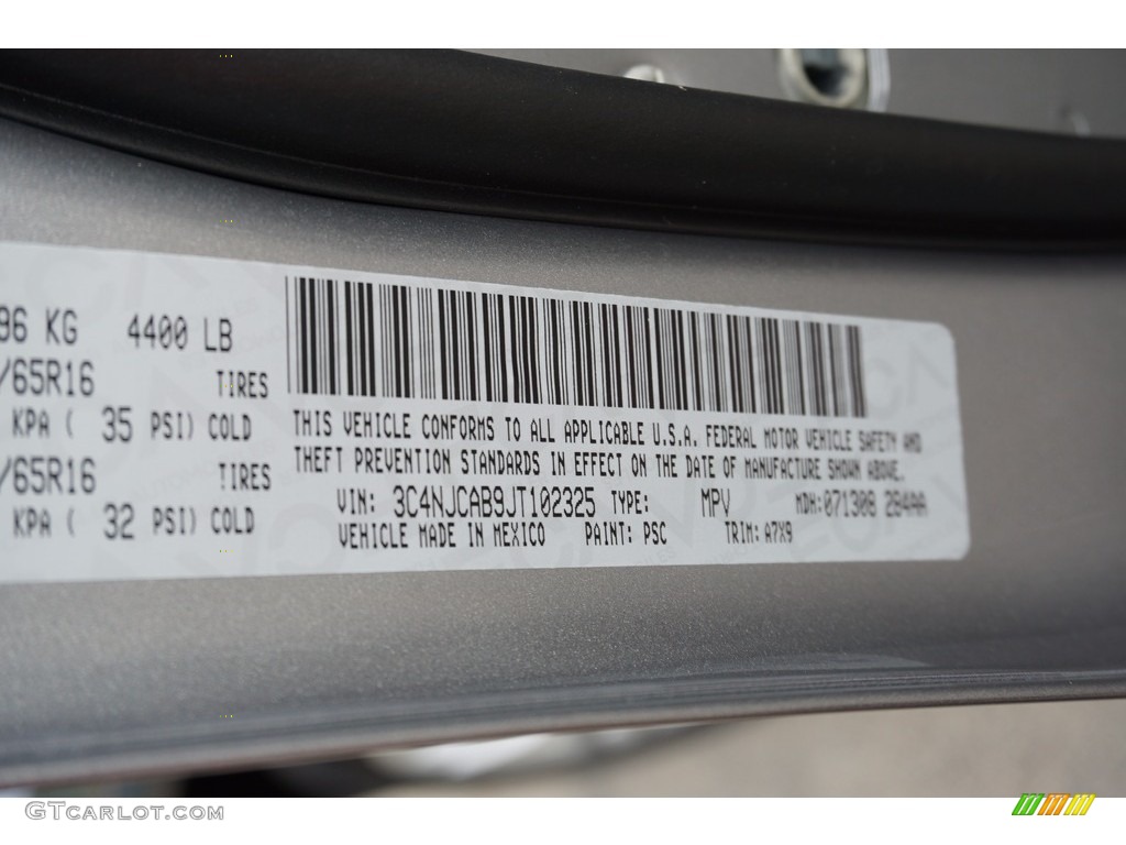 2018 Compass Color Code PSC for Billet Silver Metallic Photo #122195412