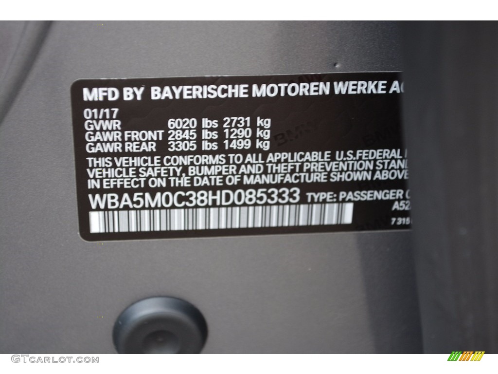2017 5 Series 550i xDrive Gran Turismo - Mineral Grey Metallic / Black photo #34