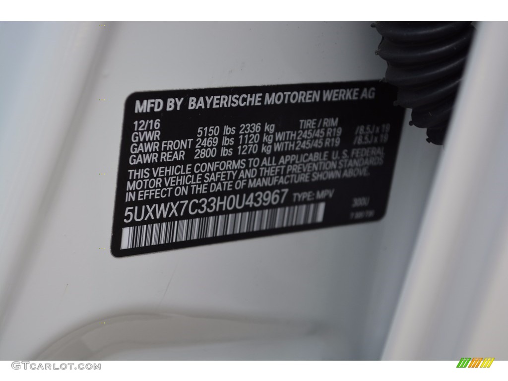 2017 X3 xDrive35i - Alpine White / Black photo #35