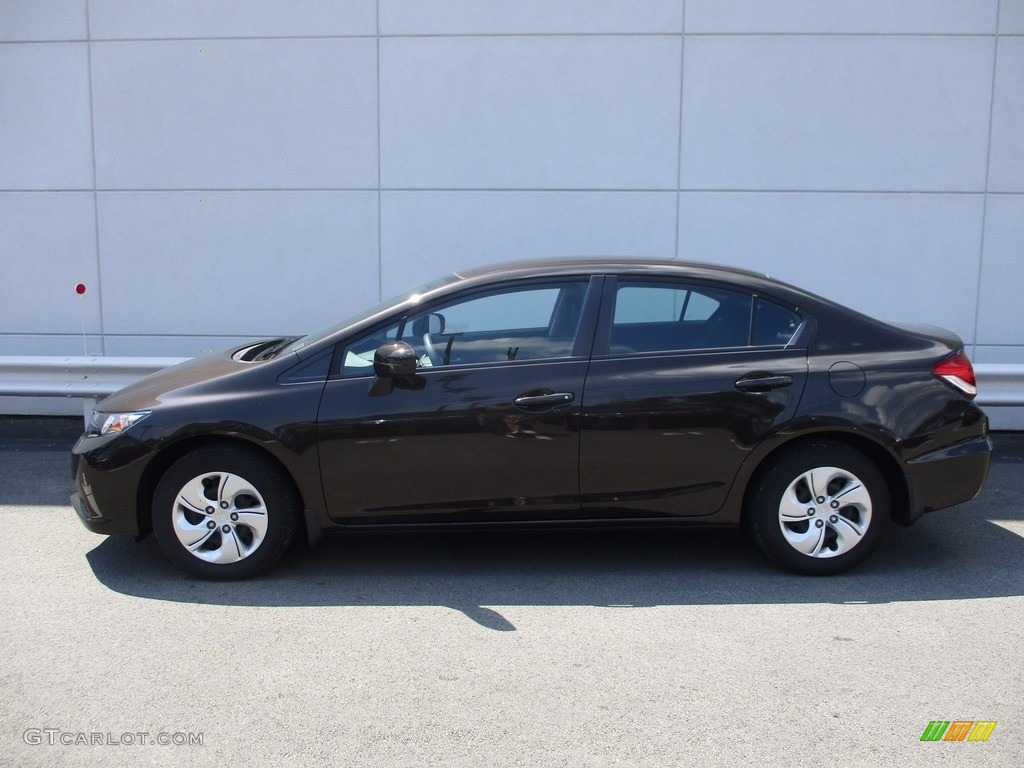 2014 Civic LX Sedan - Kona Coffee Metallic / Black photo #2