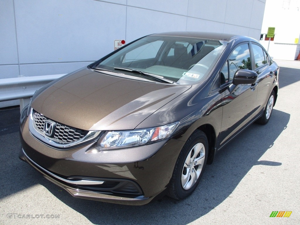 2014 Civic LX Sedan - Kona Coffee Metallic / Black photo #8