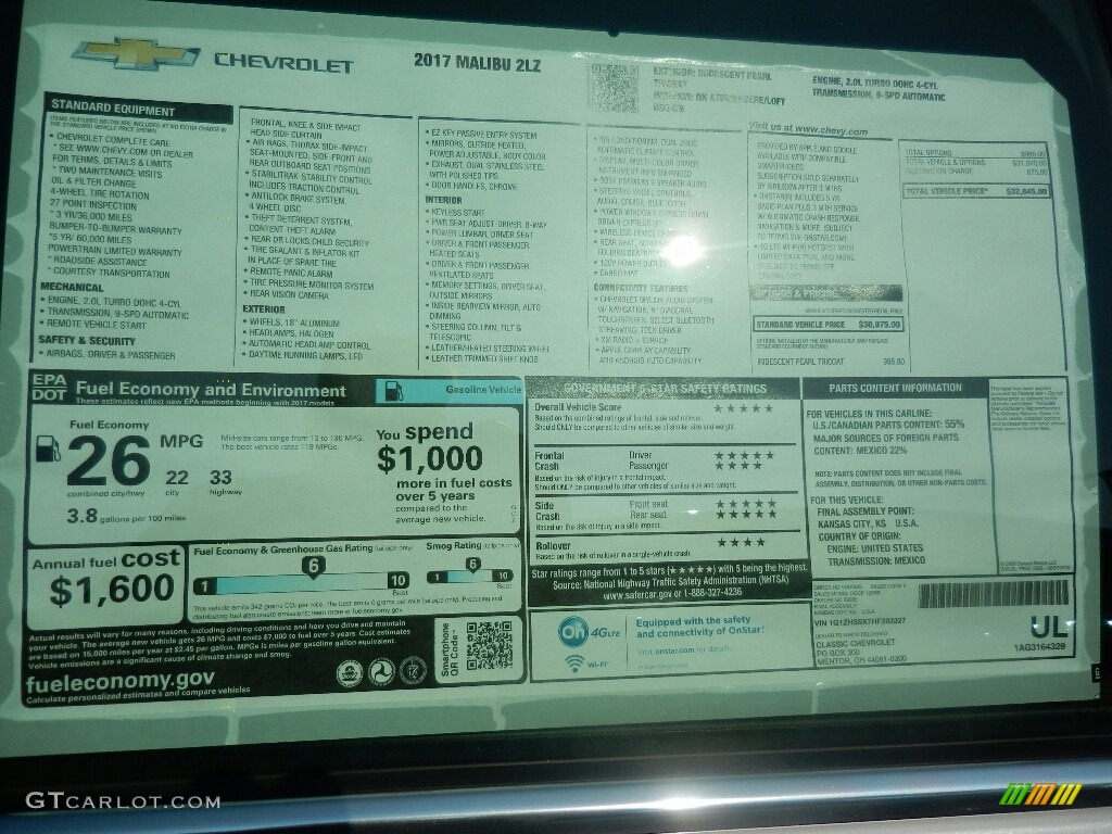 2017 Malibu Premier - Iridescent Pearl Tricoat / Dark Atmosphere/Loft Brown photo #4