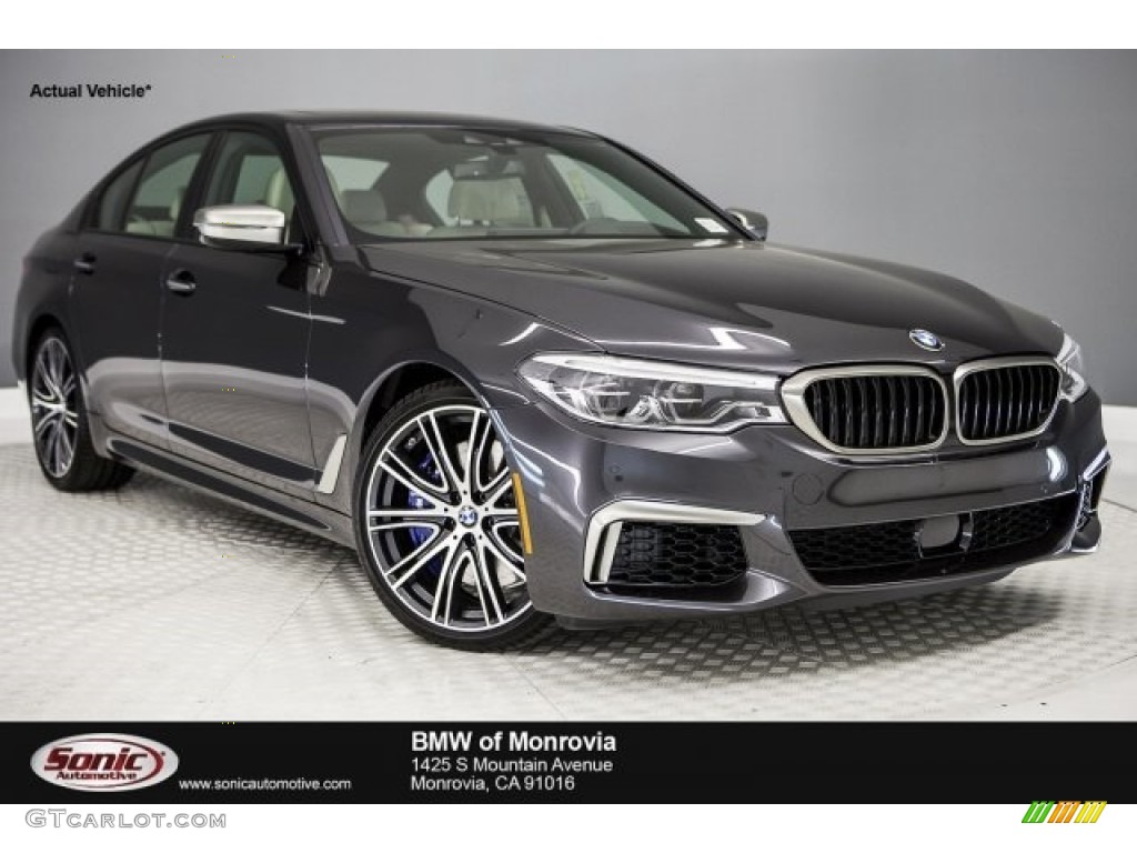 2018 5 Series M550i xDrive Sedan - Dark Graphite Metallic / Ivory White photo #1