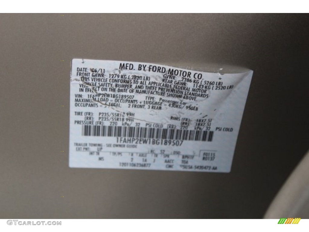 2011 Taurus SEL - Gold Leaf / Light Stone photo #37