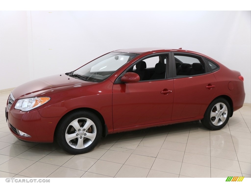 2009 Elantra SE Sedan - Apple Red Pearl / Black photo #3