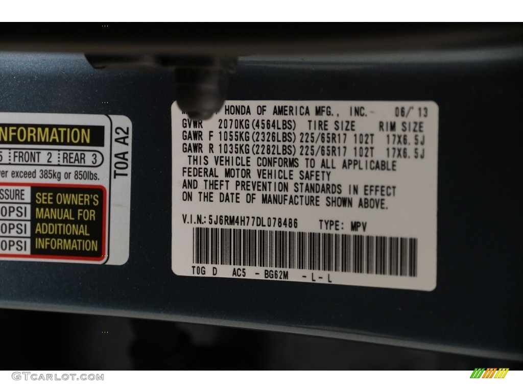 2013 CR-V EX-L AWD - Mountain Air Metallic / Gray photo #21