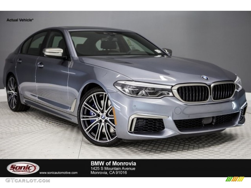 2018 5 Series M550i xDrive Sedan - Bluestone Metallic / Black photo #1