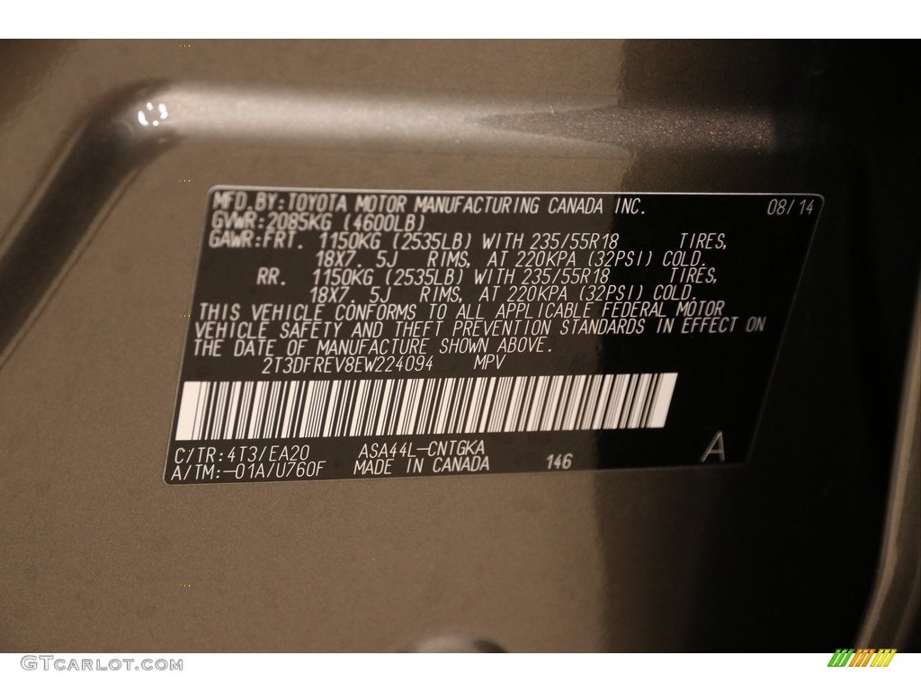 2014 RAV4 Limited AWD - Pyrite Mica / Black photo #4