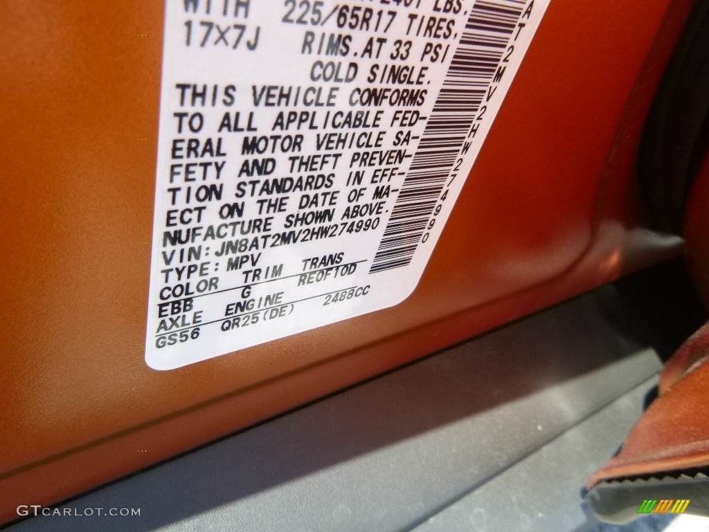 2017 Rogue S AWD - Monarch Orange / Charcoal photo #16