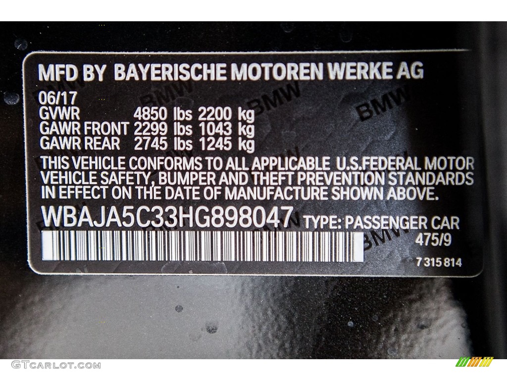 2017 5 Series 530i Sedan - Black Sapphire Metallic / Canberra Beige photo #11
