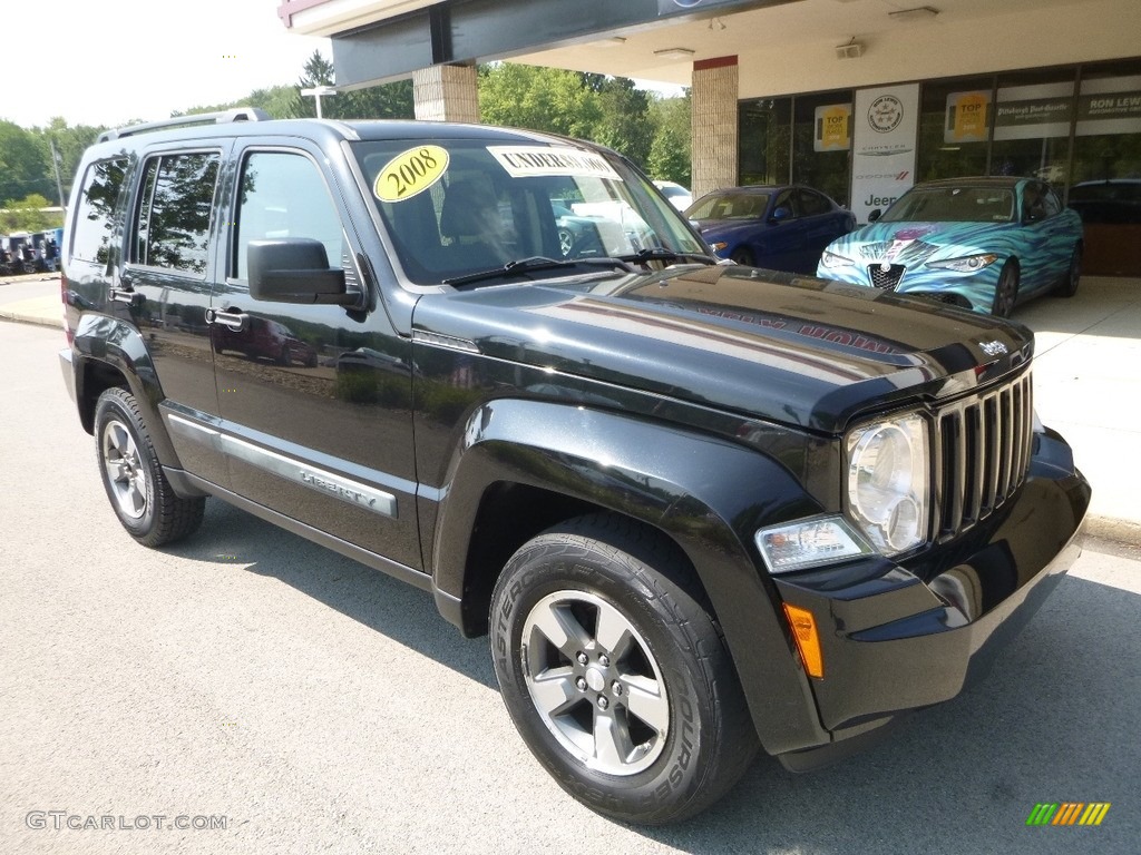 2008 Liberty Sport 4x4 - Brilliant Black Crystal Pearl / Pastel Slate Gray photo #3
