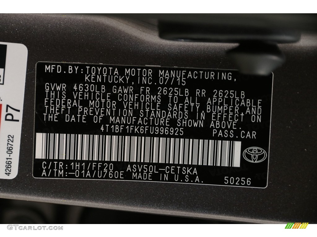 2015 Camry SE - Predawn Gray Mica / Black photo #18