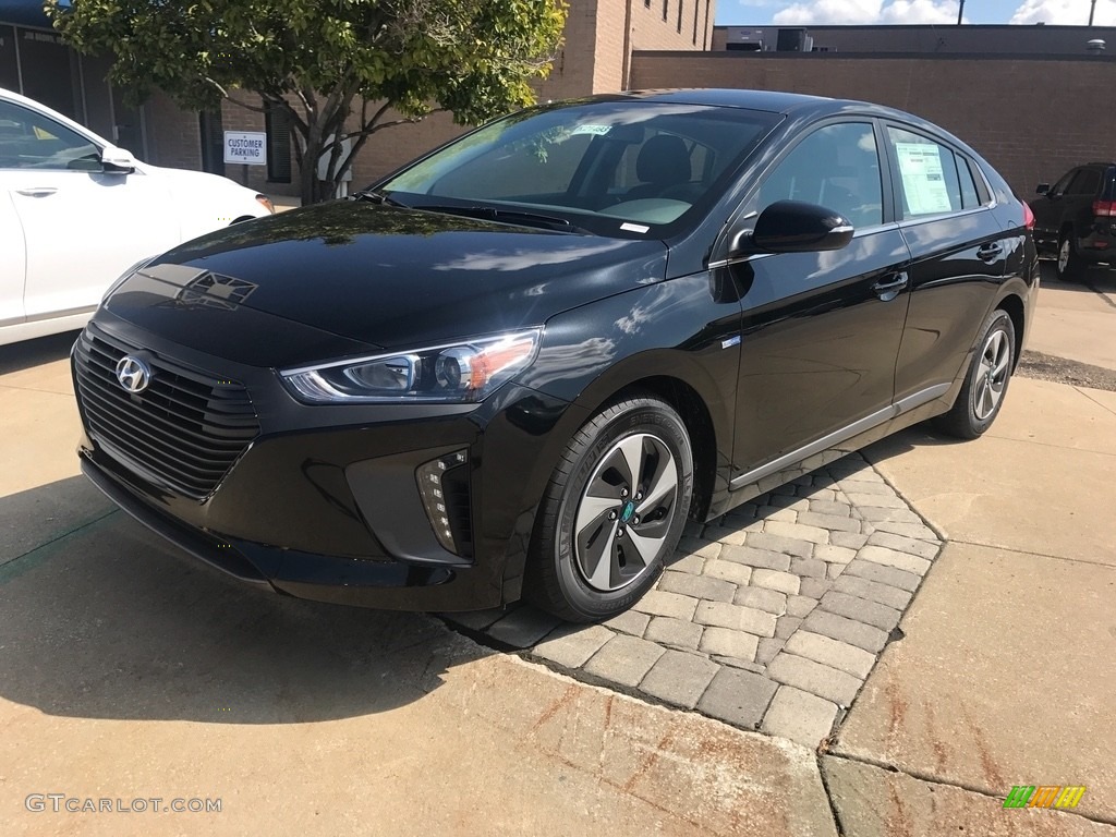 Black Noir Pearl 2017 Hyundai Ioniq Hybrid SEL Exterior Photo #122371147