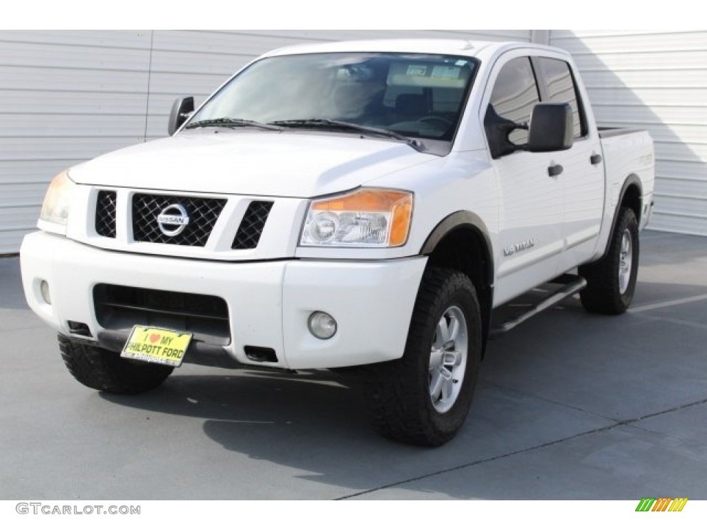 2010 Titan PRO-4X Crew Cab 4x4 - Blizzard White / Charcoal photo #3