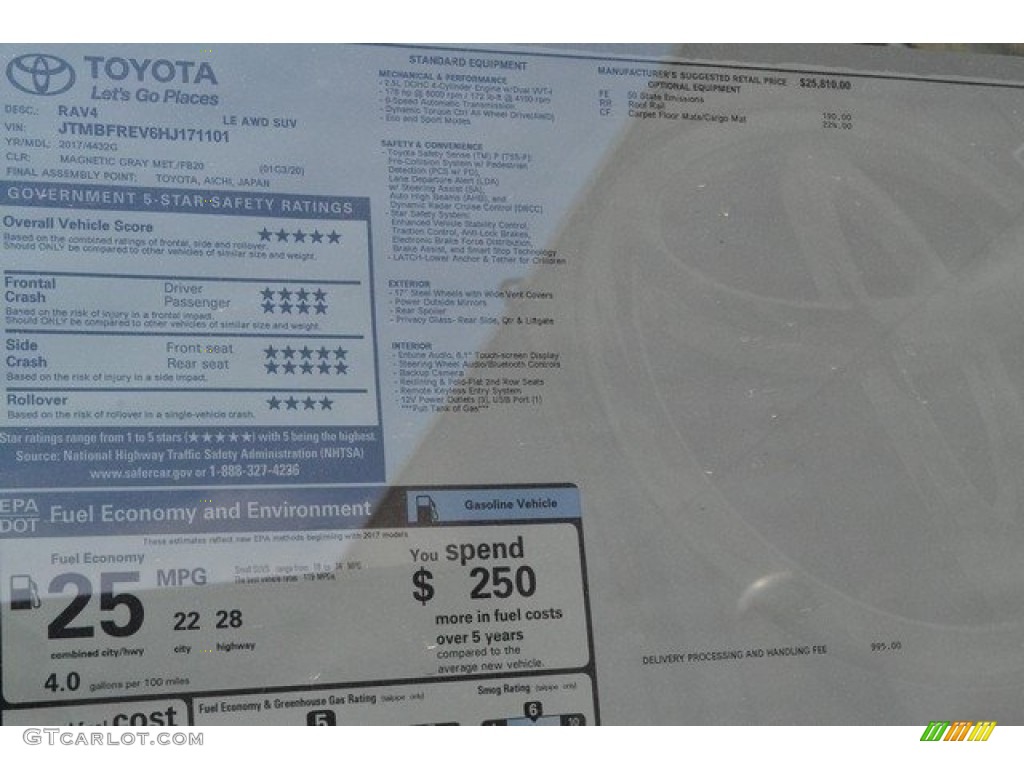 2017 RAV4 LE - Magnetic Gray Metallic / Black photo #10