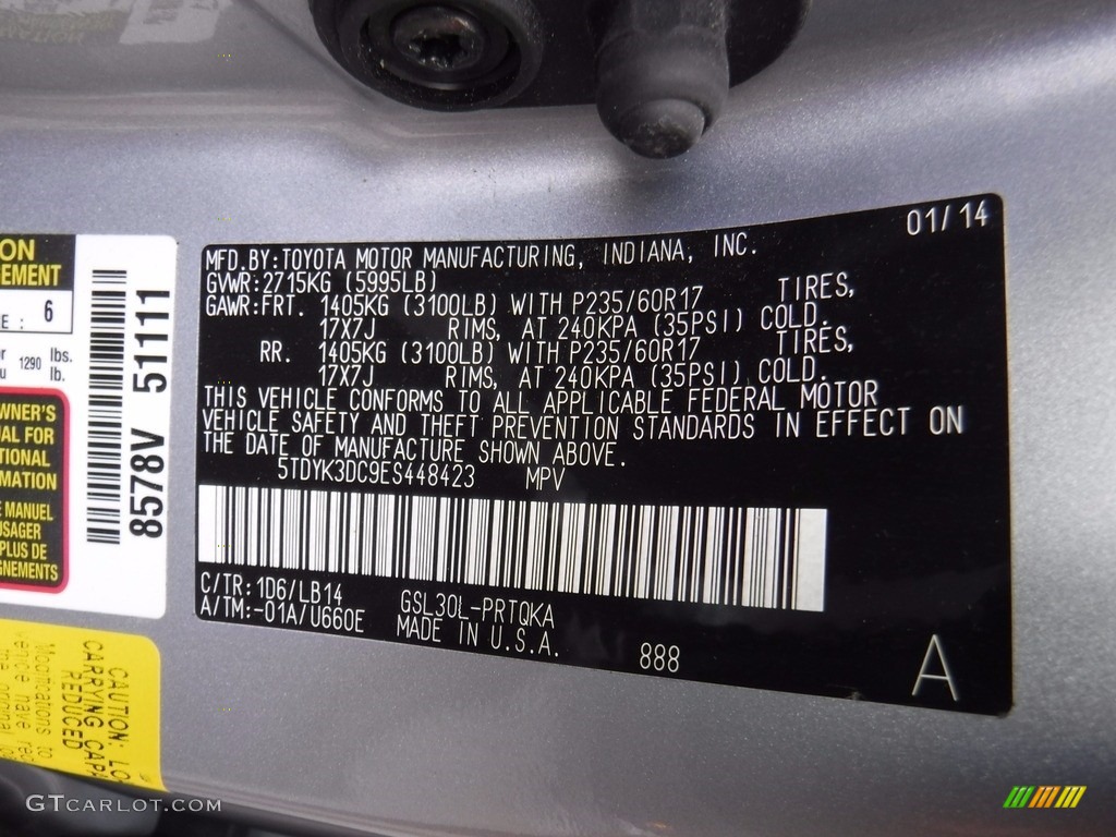 2014 Sienna XLE - Silver Sky Metallic / Light Gray photo #26