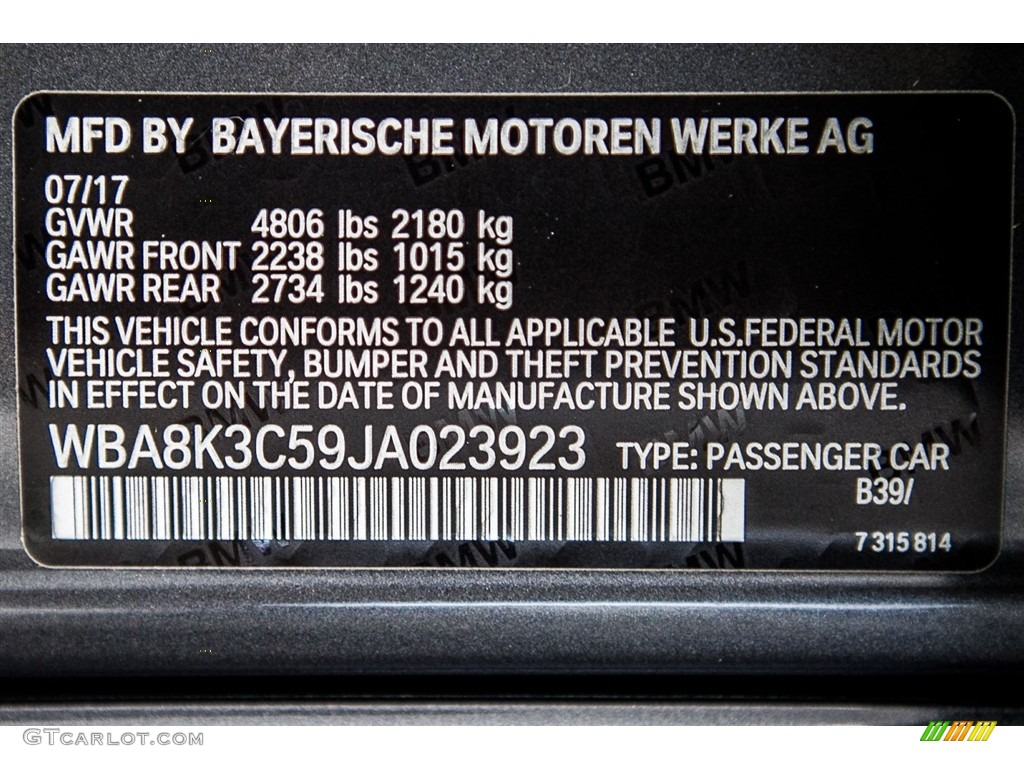 2018 BMW 3 Series 330i xDrive Sports Wagon Color Code Photos