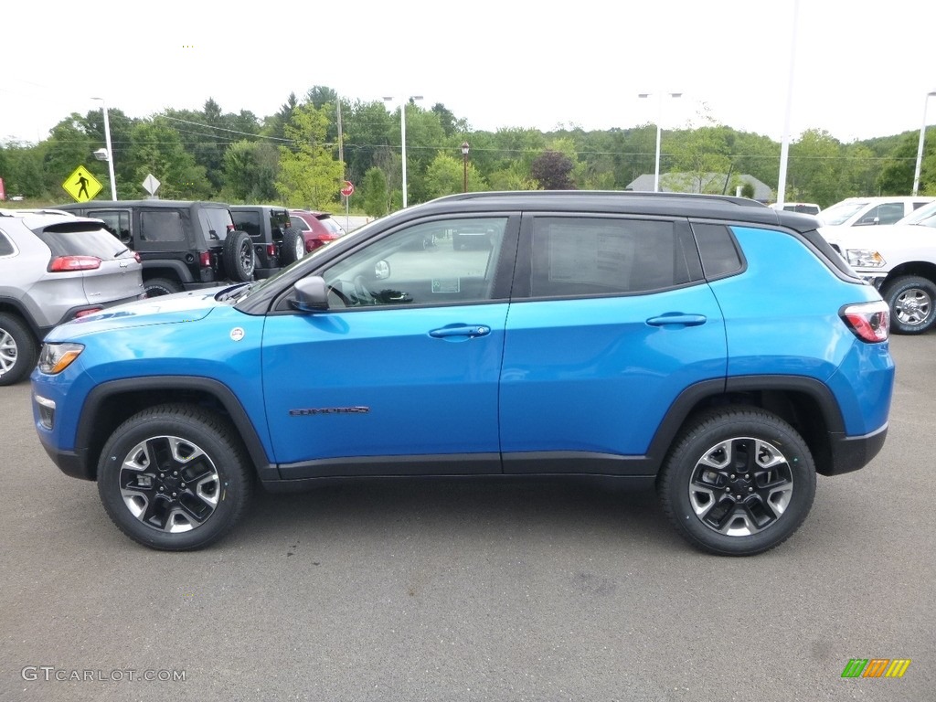 2018 Compass Trailhawk 4x4 - Laser Blue Pearl / Black/Ruby Red photo #2