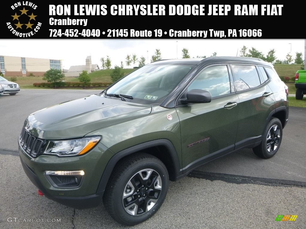 2018 Compass Trailhawk 4x4 - Olive Green Pearl / Black/Ruby Red photo #1