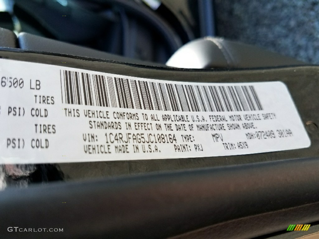 2018 Grand Cherokee Color Code PXJ for Diamond Black Crystal Pearl Photo #122421361