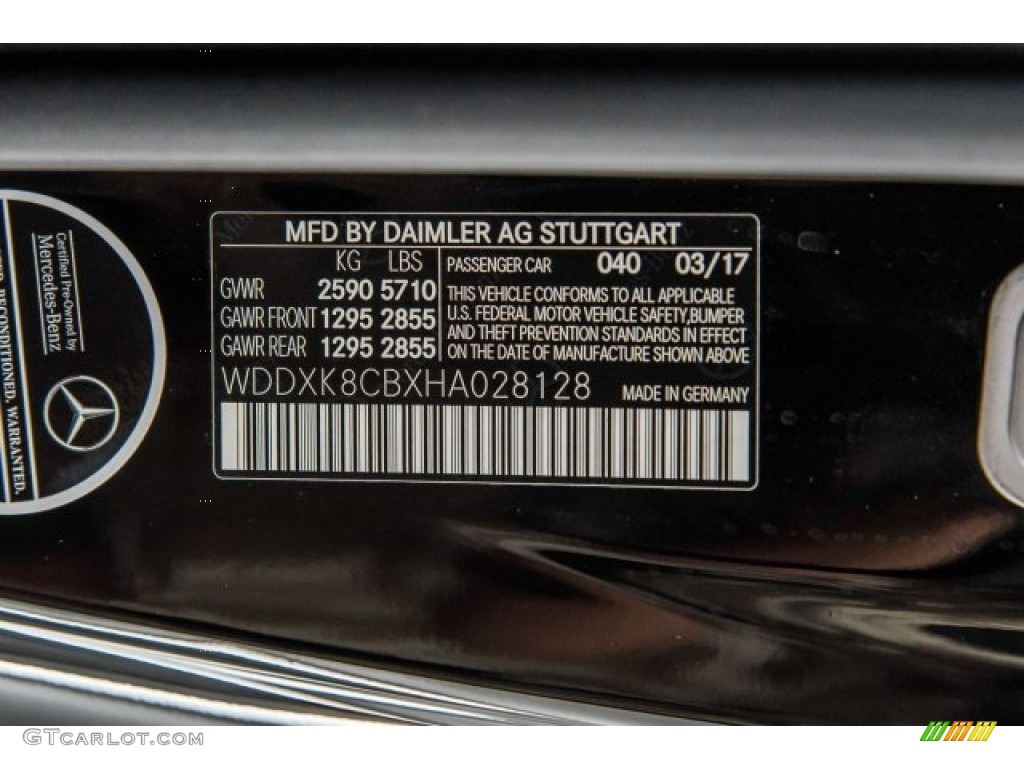 2017 Mercedes-Benz S 550 Cabriolet Color Code Photos