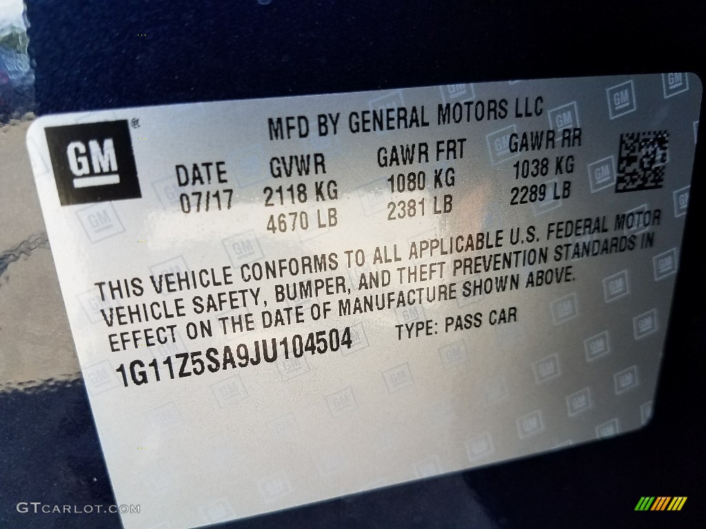 2018 Impala LS - Blue Velvet Metallic / Jet Black/Dark Titanium photo #9