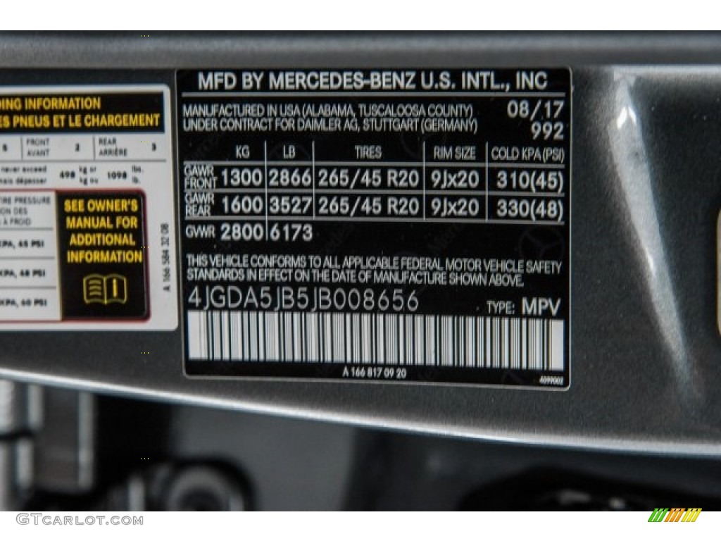 2018 GLE Color Code 992 for Selenite Grey Metallic Photo #122429933