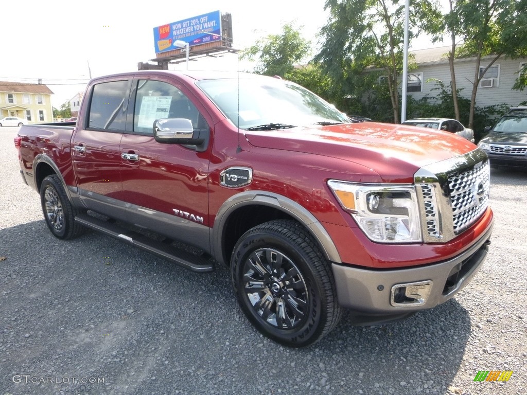 2017 Titan Platinum Reserve Crew Cab 4x4 - Cayenne Red / Platinum Reserve Black/Brown photo #1