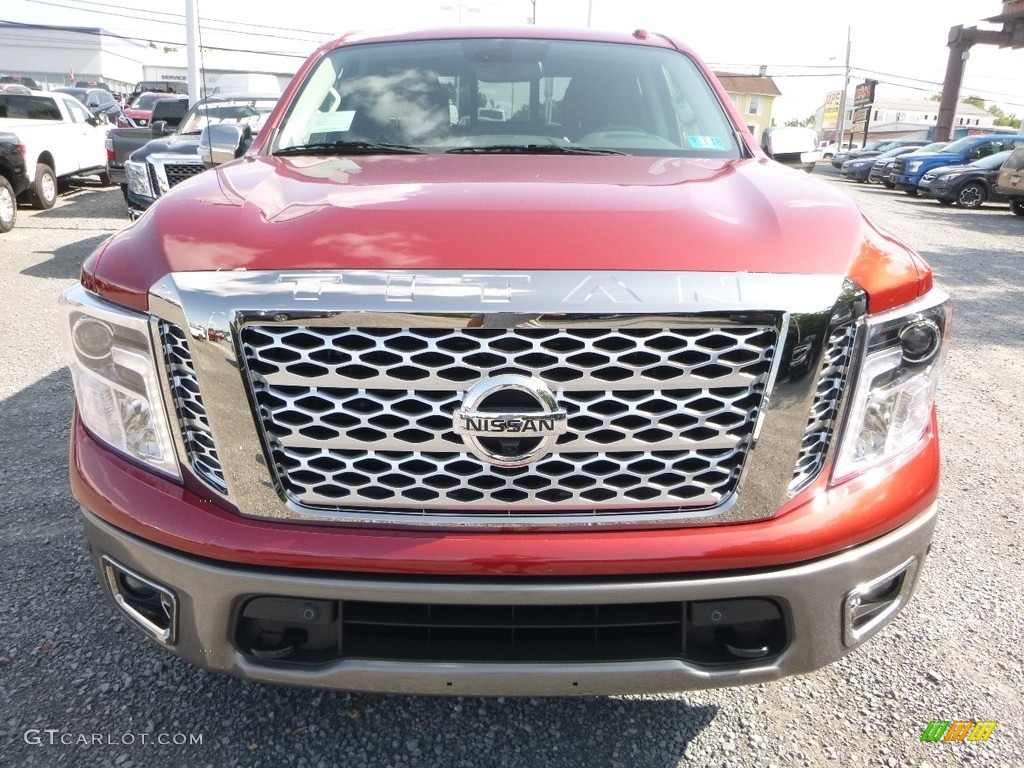 2017 Titan Platinum Reserve Crew Cab 4x4 - Cayenne Red / Platinum Reserve Black/Brown photo #12