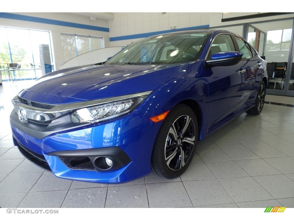 2017 Civic Touring Sedan - Aegean Blue Metallic / Black photo #1