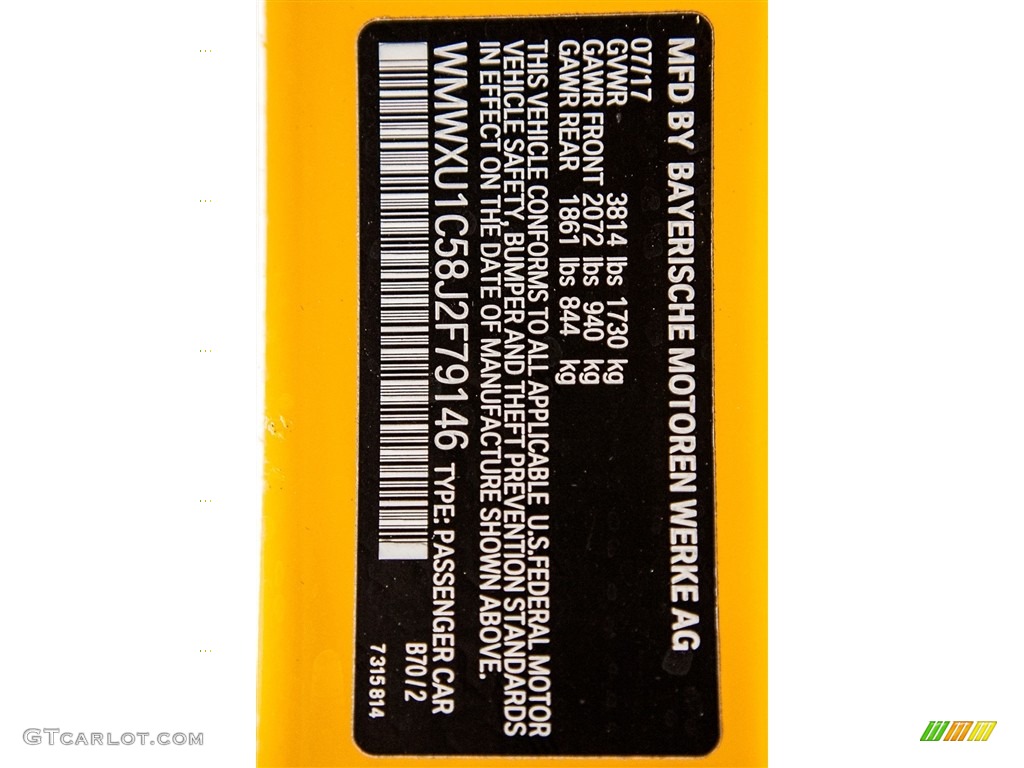 2018 Hardtop Color Code B70 for Volcanic Orange Photo #122449133