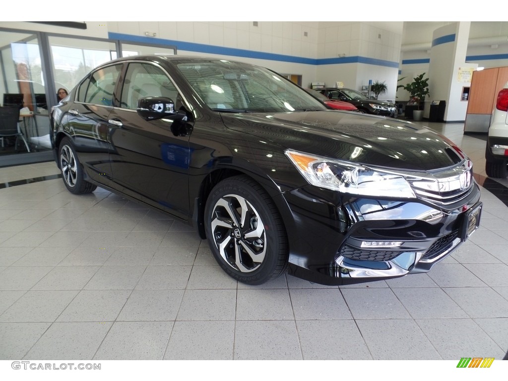 2017 Accord EX-L V6 Sedan - Crystal Black Pearl / Ivory photo #4