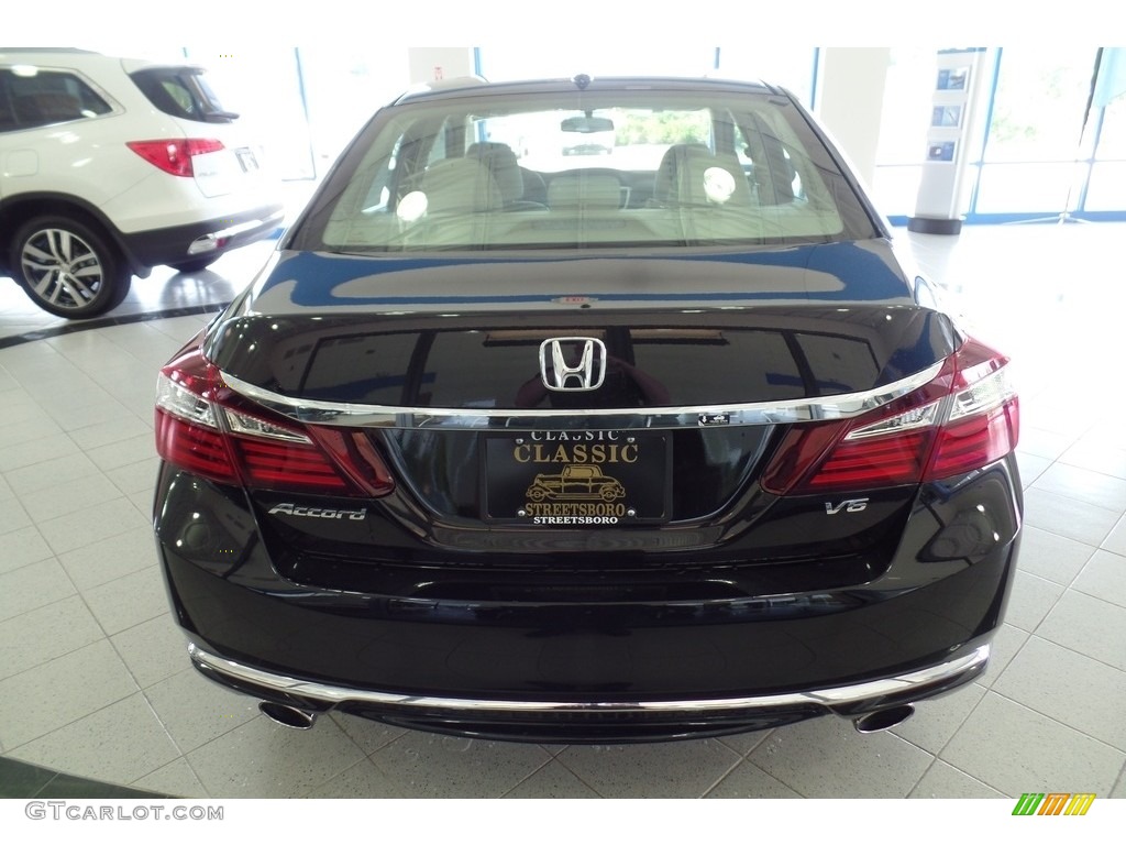 2017 Accord EX-L V6 Sedan - Crystal Black Pearl / Ivory photo #5