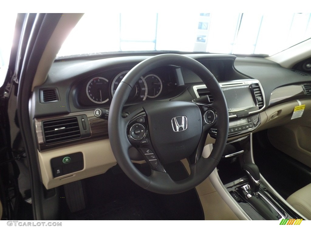 2017 Accord EX-L V6 Sedan - Crystal Black Pearl / Ivory photo #8