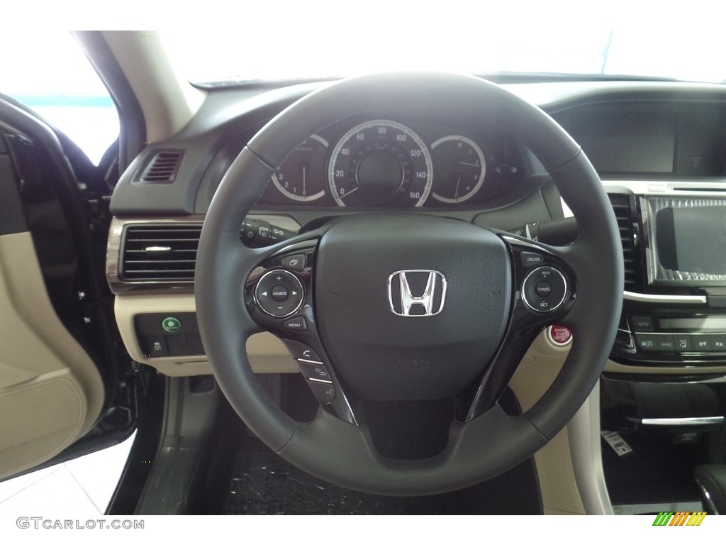 2017 Accord EX-L V6 Sedan - Crystal Black Pearl / Ivory photo #11