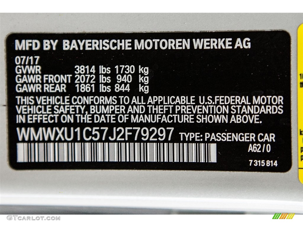 2018 Hardtop Color Code A62 for White Silver Metallic Photo #122462150