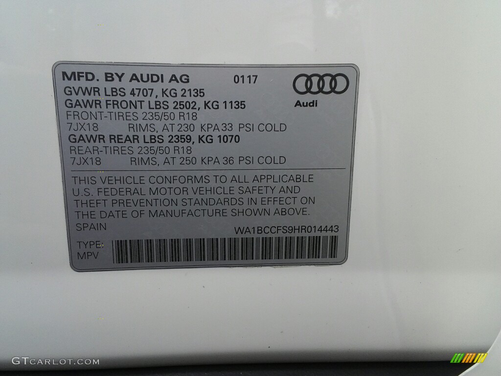 2017 Q3 2.0 TFSI Premium Plus - Cortina White / Rock Gray photo #31