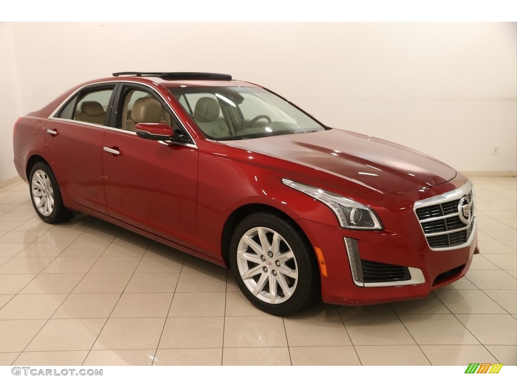 2014 CTS Luxury Sedan AWD - Red Obsession Tintcoat / Light Cashmere/Medium Cashmere photo #1