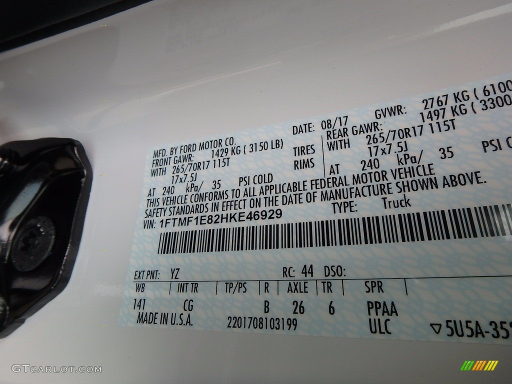 2017 F150 XL Regular Cab 4x4 - Oxford White / Earth Gray photo #15